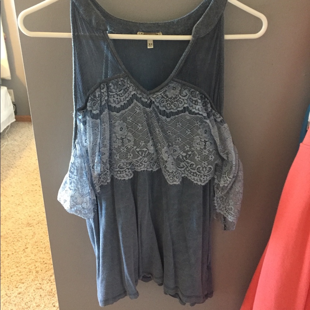 Blue lace tank top
